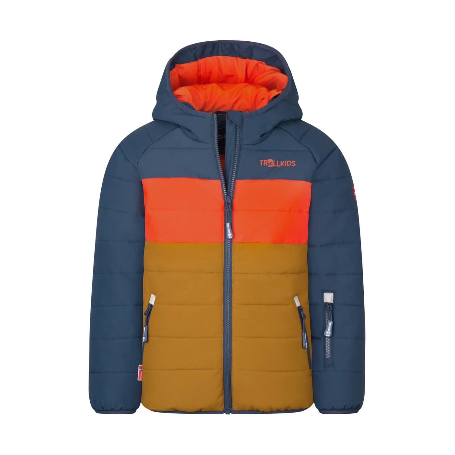 Детско зимно яке Trollkids Kid's Hafjell Snow Jacket Pro Ski jacket - Bronze / Mystic Blue / Orange
