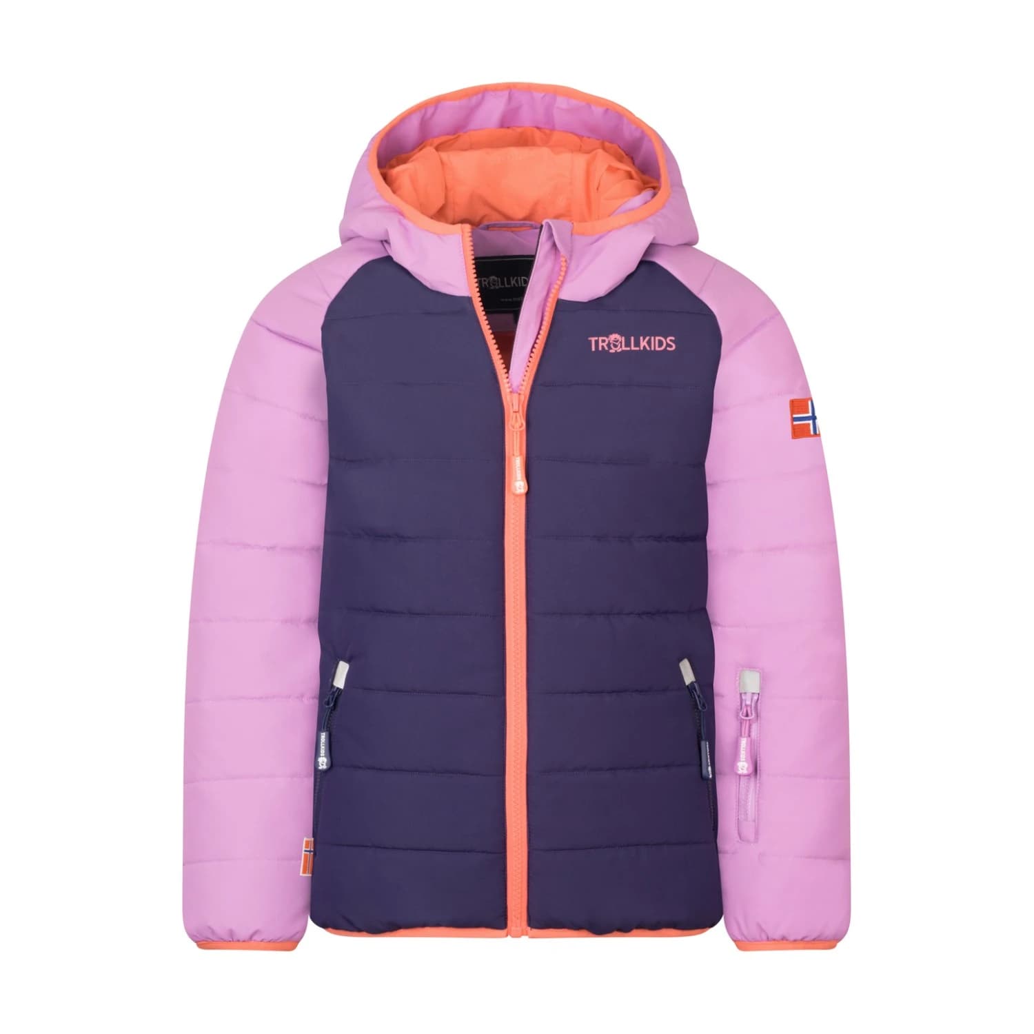 Детско зимно яке Trollkids Kid's Hafjell Snow Jacket Pro Ski jacket - Deep Violet / Light Violet / Coral Pink