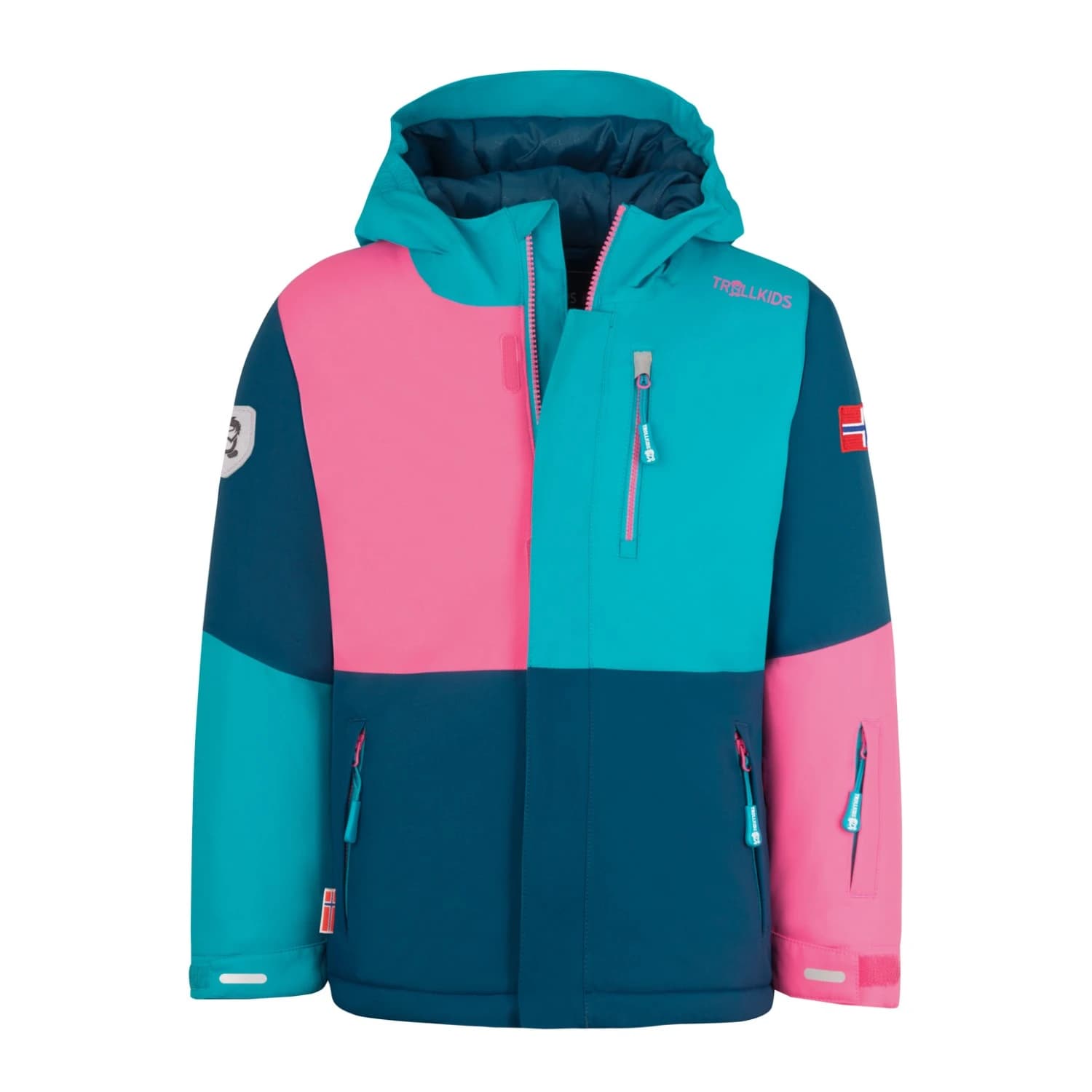 Детско ски яке Trollkids Kid's Hallingdal Jacket Winter jacket - Dark Turquoise / Madeira Blue / Light Magenta