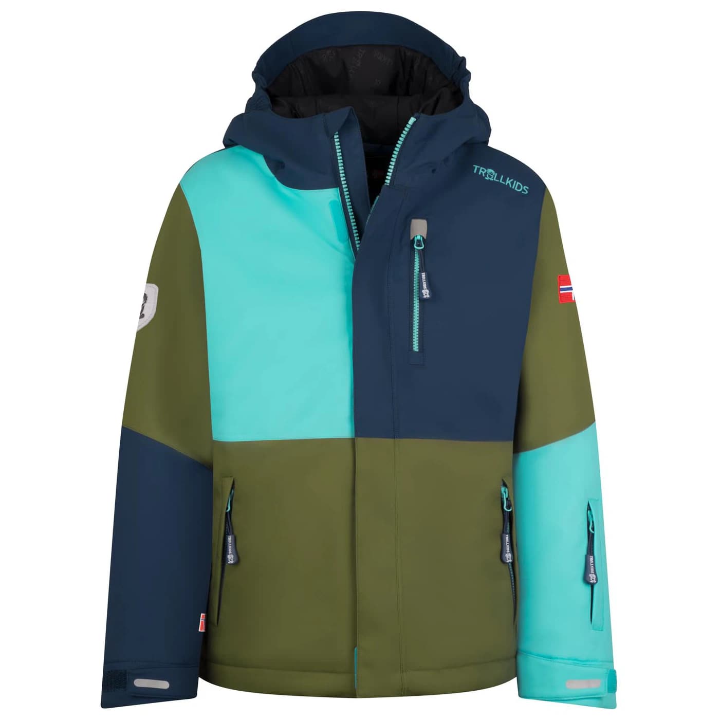 Детско ски яке Trollkids Kid's Hallingdal Jacket Winter jacket - Pine Green / Mystic Blue / Arctic Blue