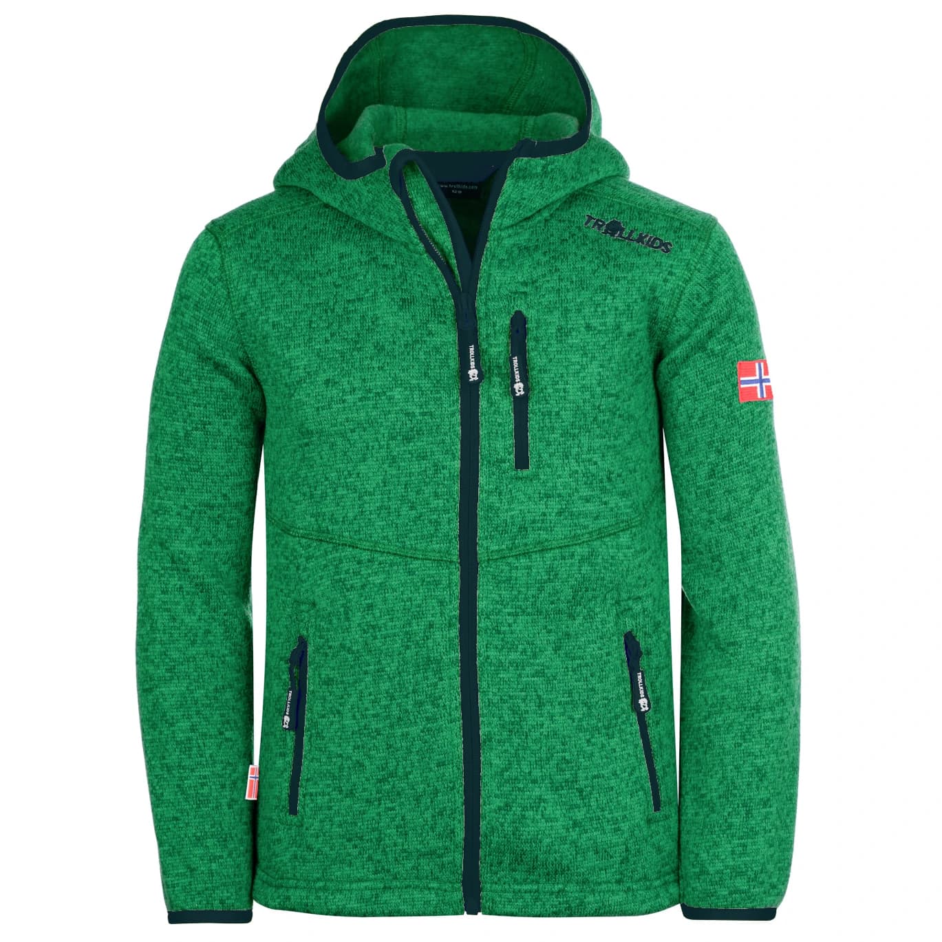 Детско поларено яке Trollkids Kid's Jondalen Jacket XT Fleece jacket - Pepper Green / Navy