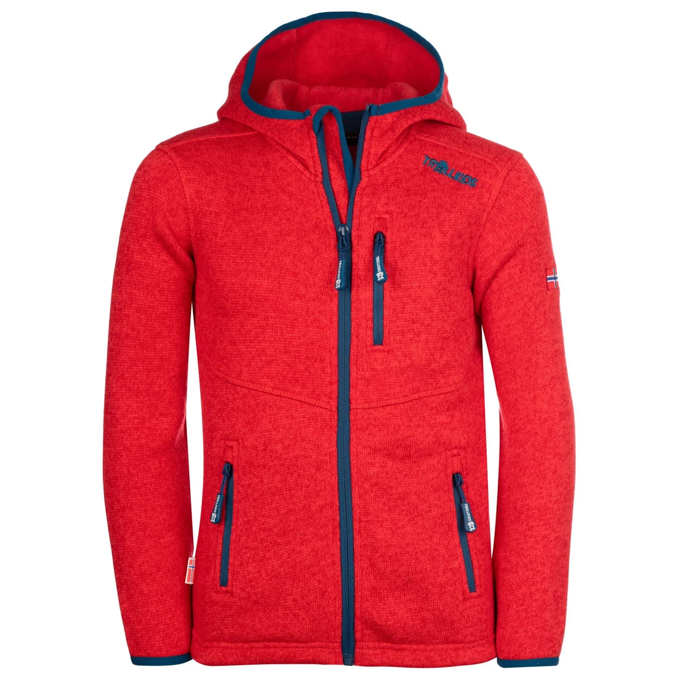 Детско поларено яке Trollkids Kid's Jondalen Jacket XT Fleece jacket - Spicy Red / Dolphin Blue