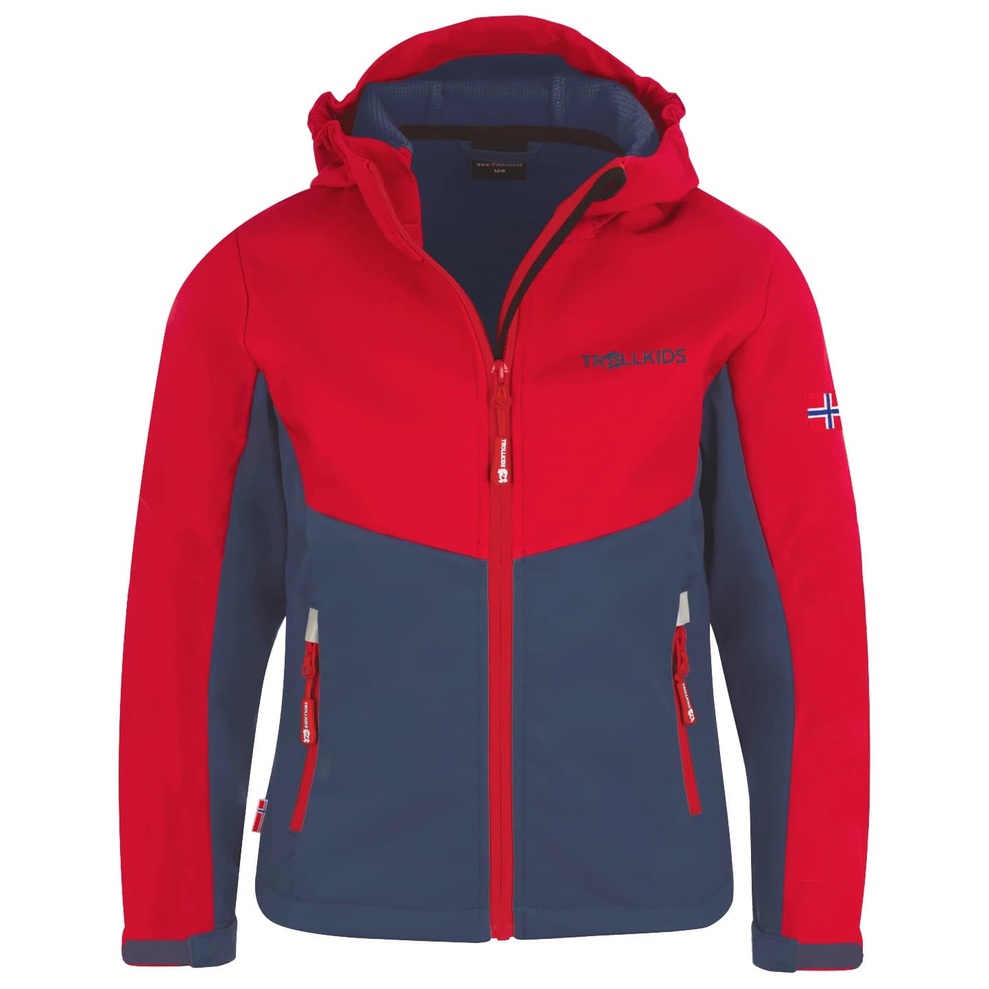 Детско софтшел яке Trollkids Kid's Kristiansand Jacket Softshell jacket - Bright Red / Mystic Blue