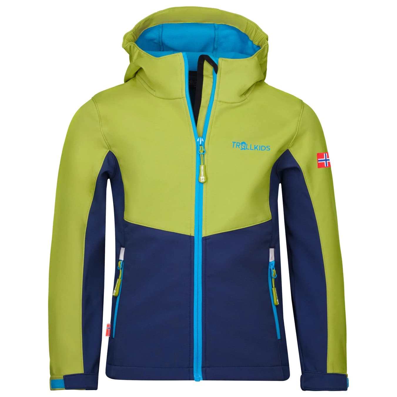 Детско софтшел яке Trollkids Kid's Kristiansand Jacket Softshell jacket - Kiwi / Mystic Blue
