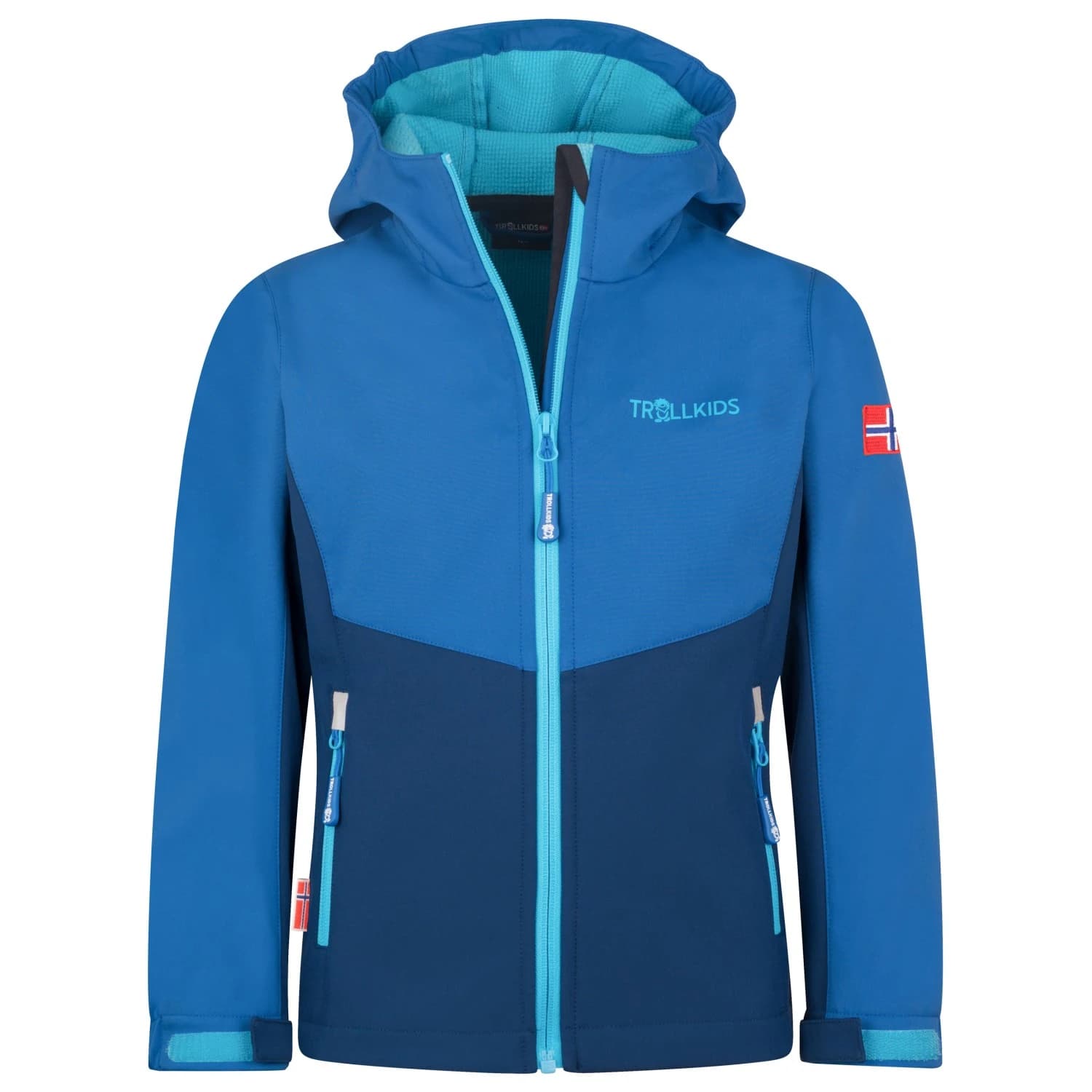 Детско софтшел яке Trollkids Kid's Kristiansand Jacket Softshell jacket - Alpine Blue / Dark Indigo / Pool Blue