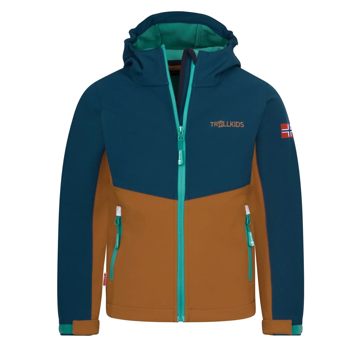 Детско софтшел яке Trollkids Kid's Kristiansand Jacket Softshell jacket - Midnight Forest / Caramel
