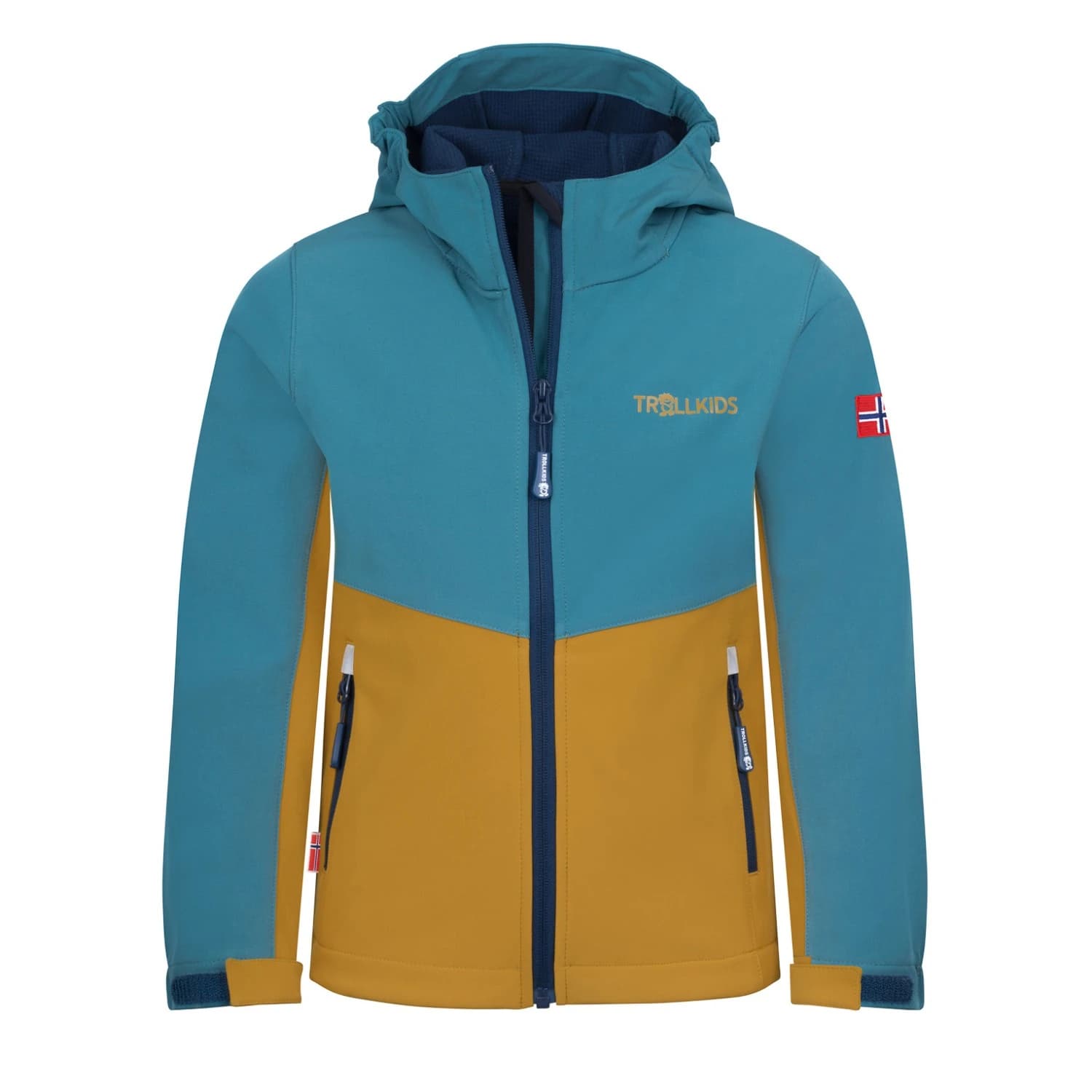 Детско софтшел яке Trollkids Kid's Kristiansand Jacket Softshell jacket - Stormy Blue / Mustard