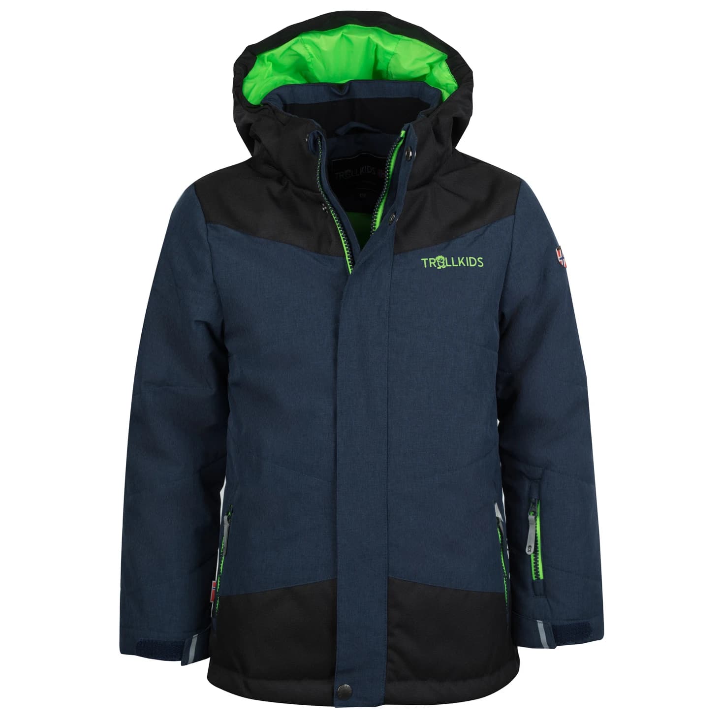 Детско ски яке Trollkids Kid's Norefjell Jacket Ski jacket - Navy Melange / Bright Green