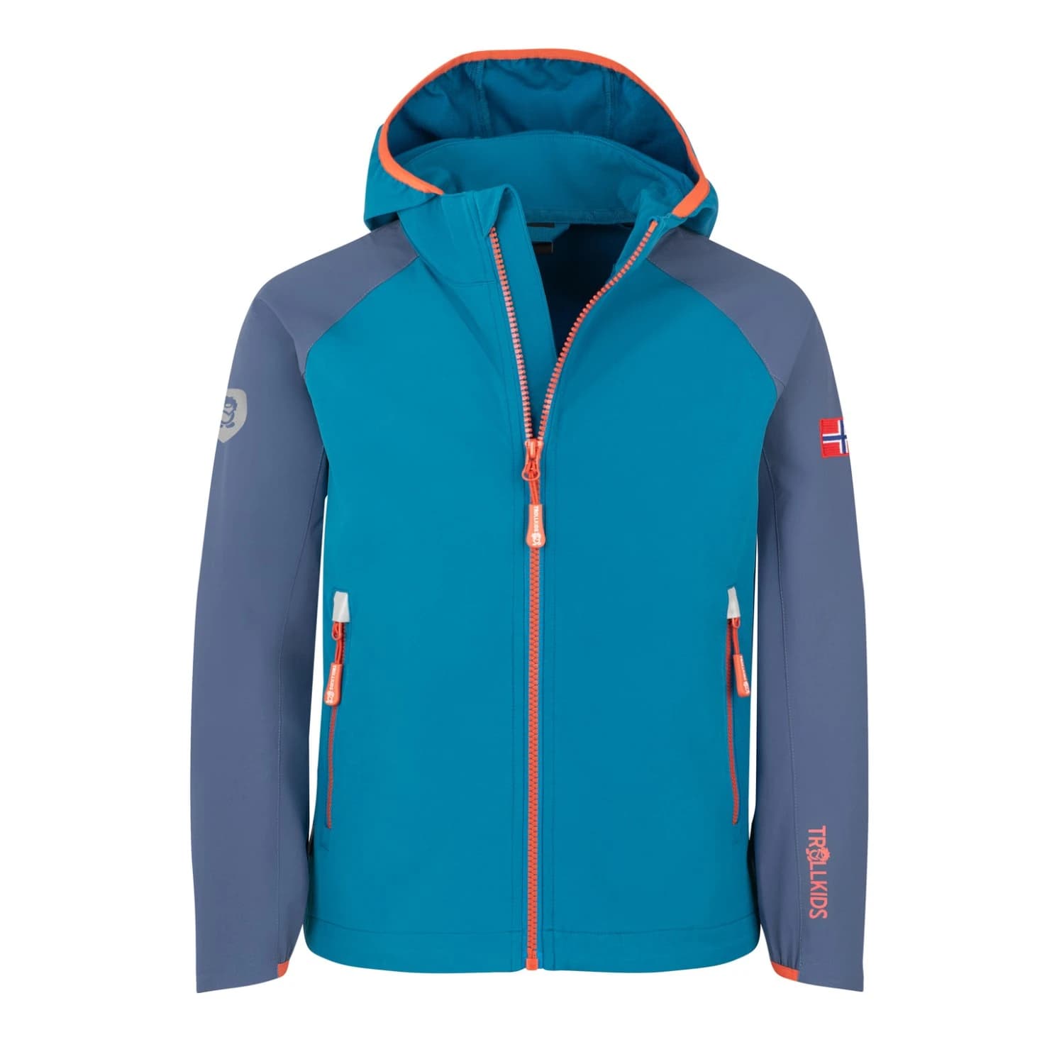 Детско ежедневно яке Trollkids Kid's Kvalvika Jacket Softshell jacket - Summernight Blue / Mystic Blue