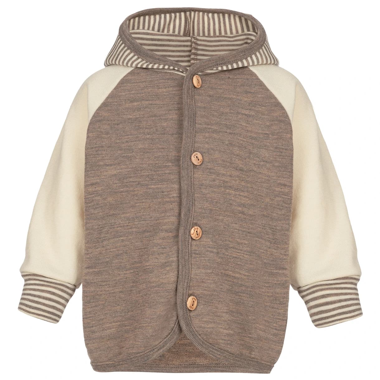 Вълнено яке Engel Baby Hooded Jacket with Wooden Buttons Casual jacket - Walnuss Melange