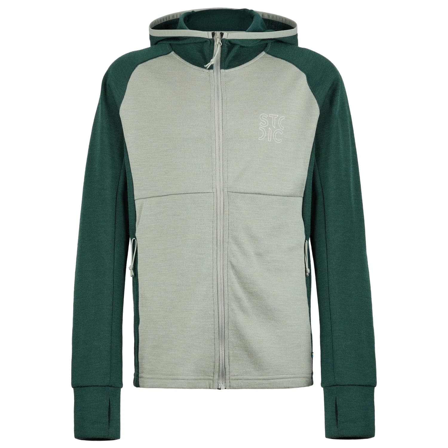 Детско вълнено яке Stoic Kid's Merino260 StadjanSt. Jacket w. Hood Merino hoodie - Dark Pine Green / Sage Grey
