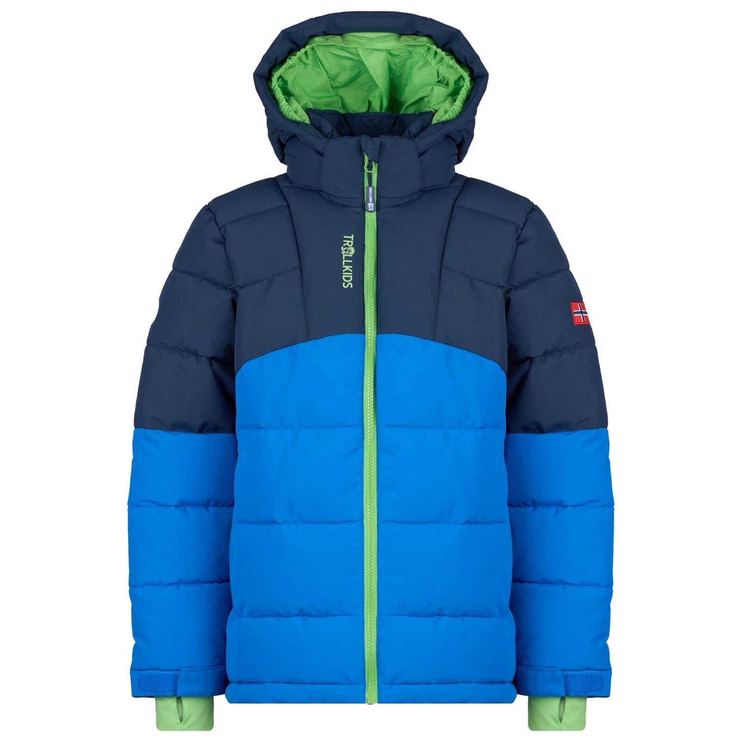 Детско зимно яке Trollkids Kid's Gryllefjord Jacket Winter jacket - Navy / Medium Blue / Bright Green