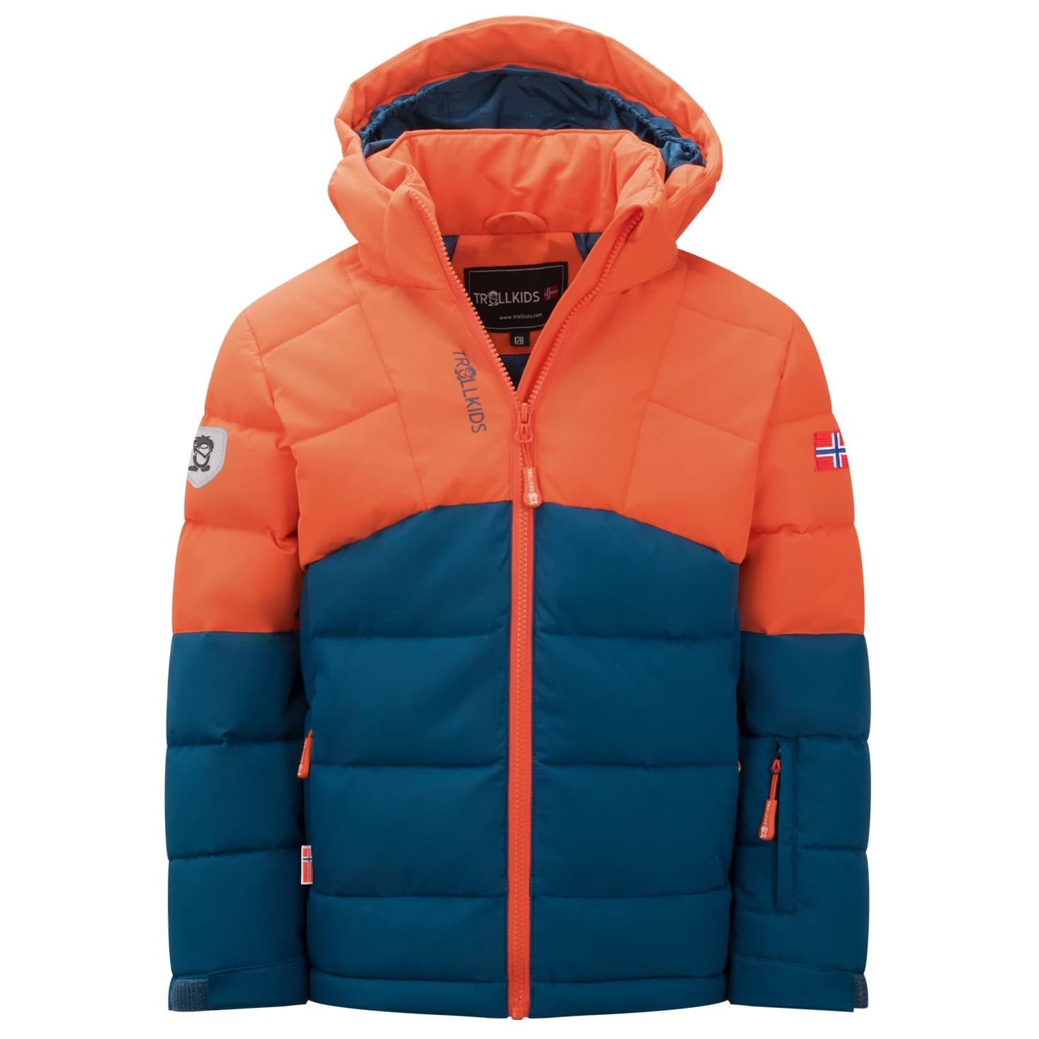 Детско зимно яке Trollkids Kid's Gryllefjord Jacket Winter jacket - Deep Orange / Madeira Blue / Deep Orange