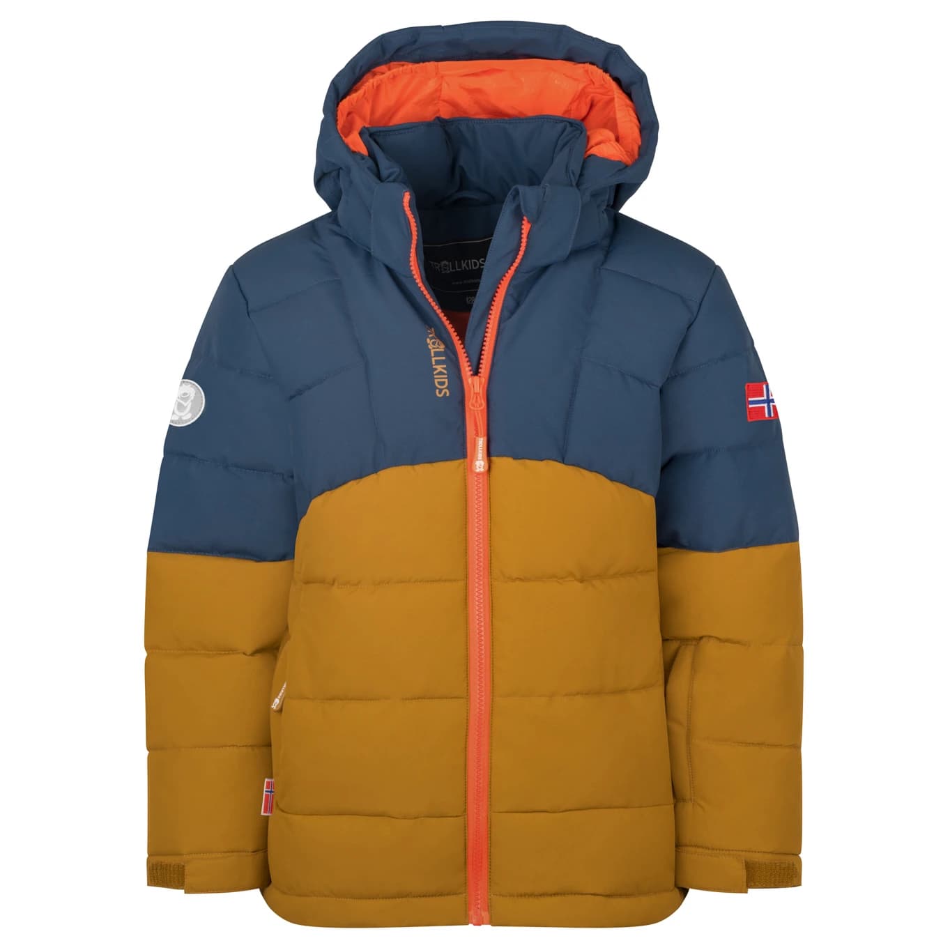 Детско зимно яке Trollkids Kid's Gryllefjord Jacket Winter jacket - Bronze / Mystic Blue / Flame Orange