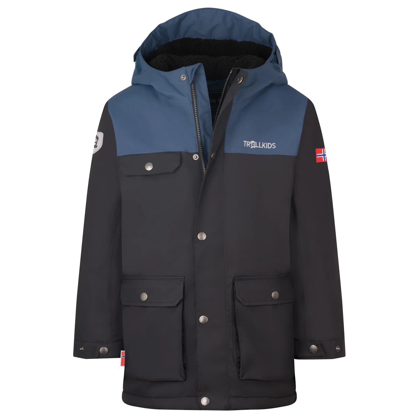 Детско яке парка Trollkids Kid's Gudvangen Jacket Parka - Black / Mystic Blue