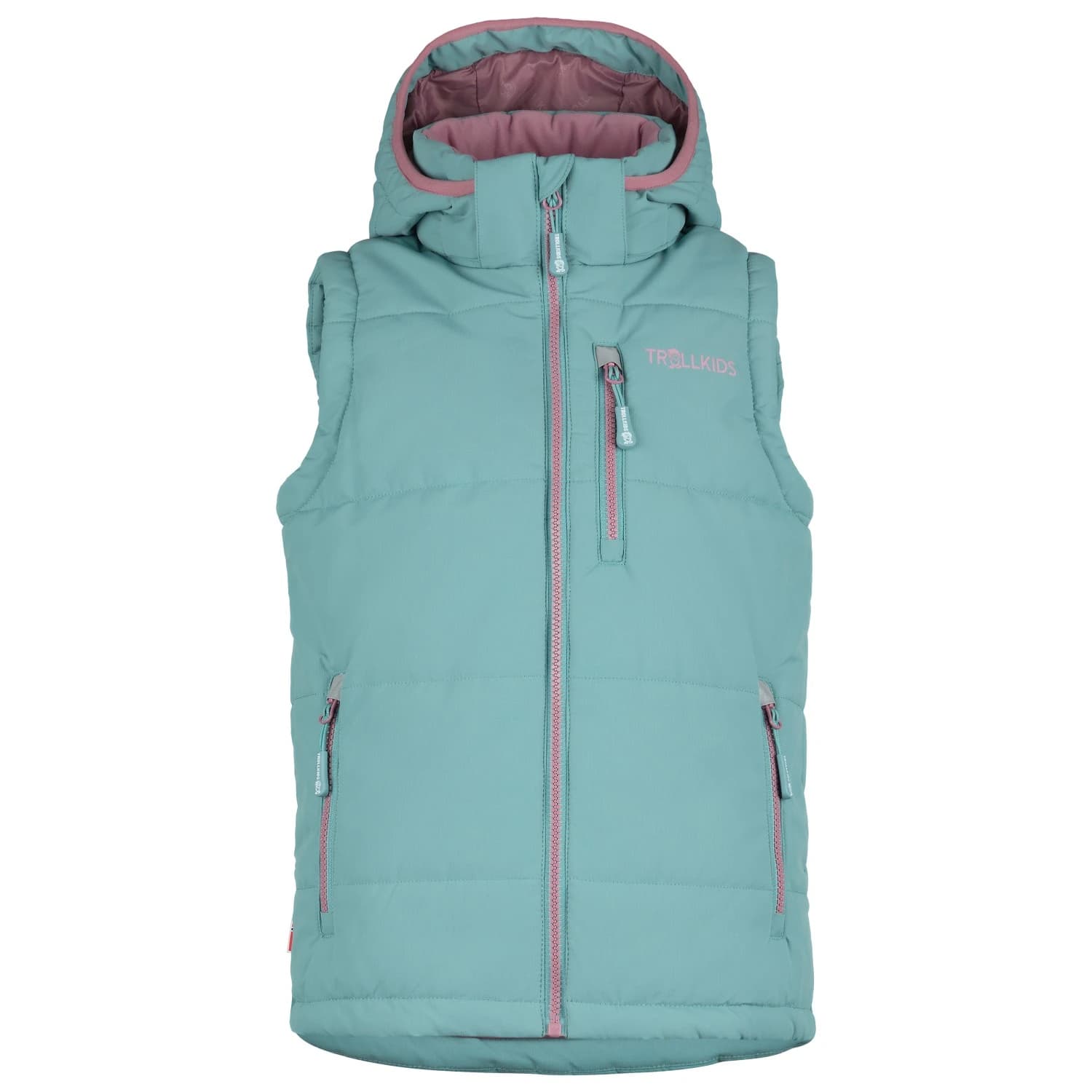 Детски синтетичен елек Trollkids Kid's Narvik Vest XT Synthetic vest - Glacier Green / Orchid