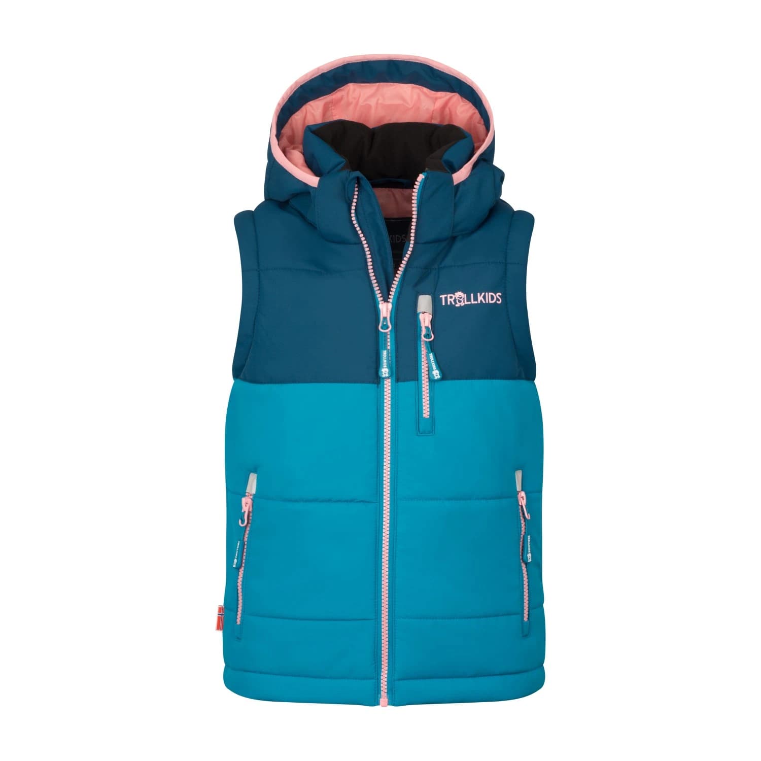 Детски синтетичен елек Trollkids Kid's Narvik Vest XT Synthetic vest - Madeira Blue / Harbor Blue / Peony Rose