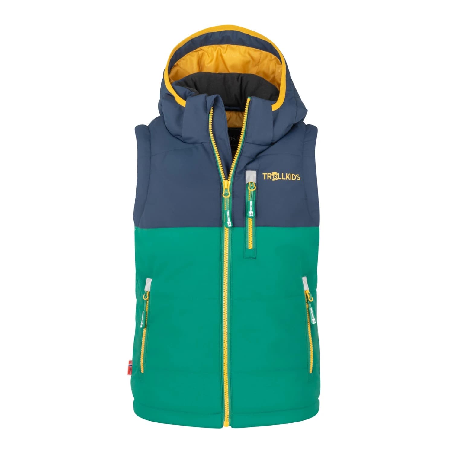 Детски синтетичен елек Trollkids Kid's Narvik Vest XT Synthetic vest - Jungle Green / Navy