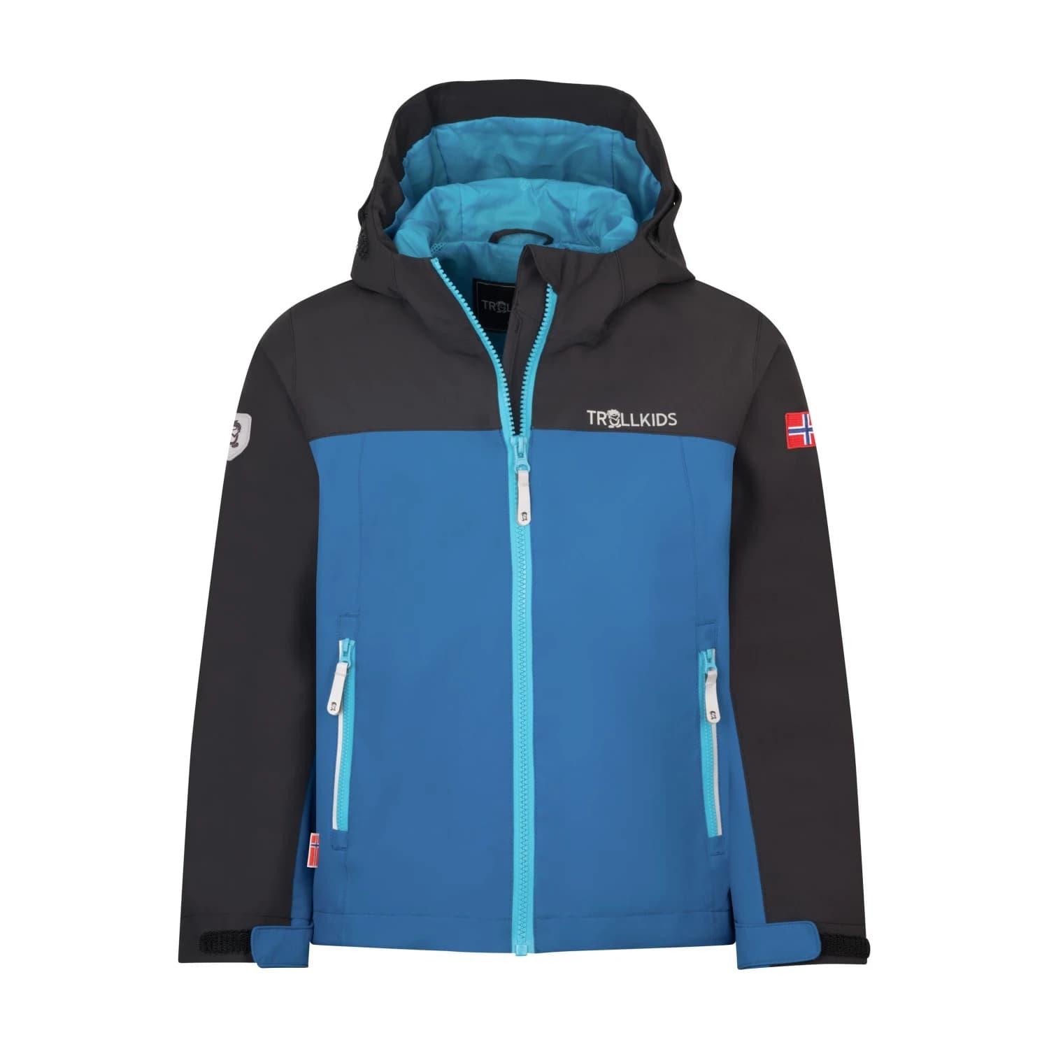 Детско водоустойчиво яке Trollkids Kid's Telemark Jacket Waterproof jacket - Alpine Blue / Black / Pool Blue