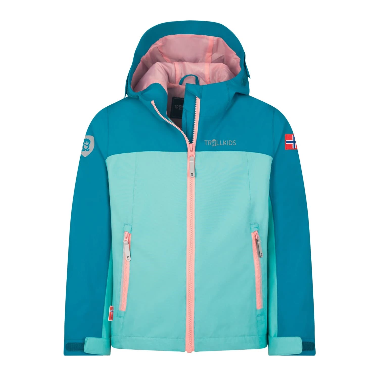Детско водоустойчиво яке Trollkids Kid's Telemark Jacket Waterproof jacket - Harbor Blue / Aqua Haze / Peony Rose