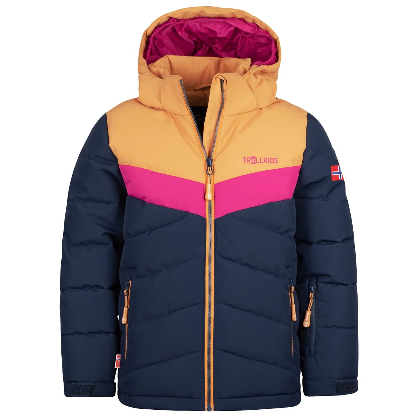 Детско зимно яке Trollkids Girl's Gryllefjord Jacket Winter jacket - Navy / Honey / Fireberry