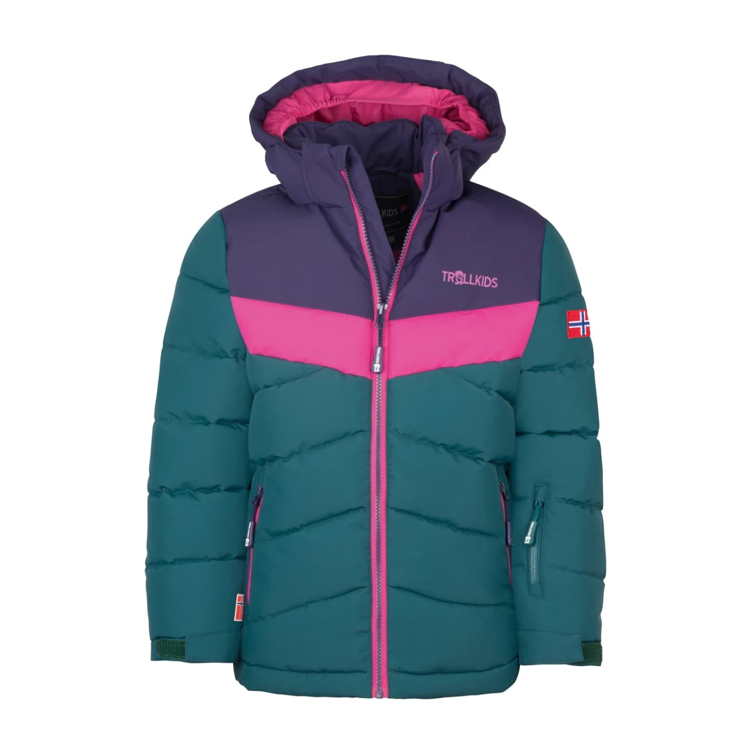 Детско зимно яке Trollkids Girl's Gryllefjord Jacket Winter jacket - Midnight Petrol / Deep Violet / Dark Pink