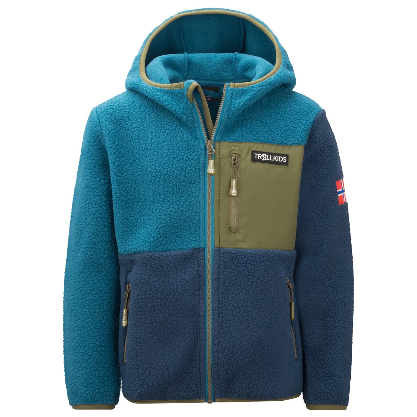 Детско поларено яке Trollkids Kid's Aurlandsfjord Jacket Fleece jacket - Dark Marine / Mystic Blue / Pine Green