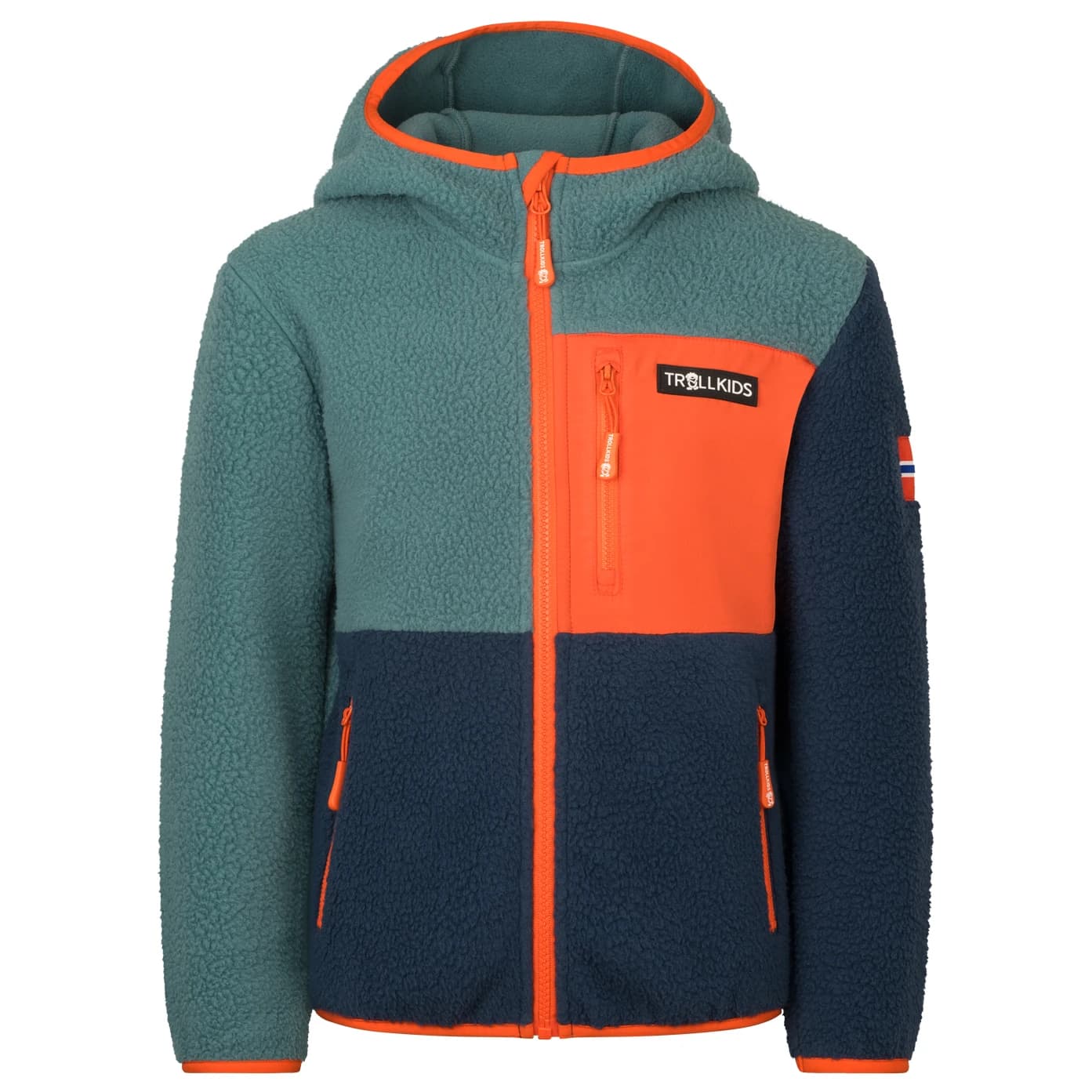 Детско поларено яке Trollkids Kid's Aurlandsfjord Jacket Fleece jacket - Stormy Blue / Mystic Blue / Flame Orange