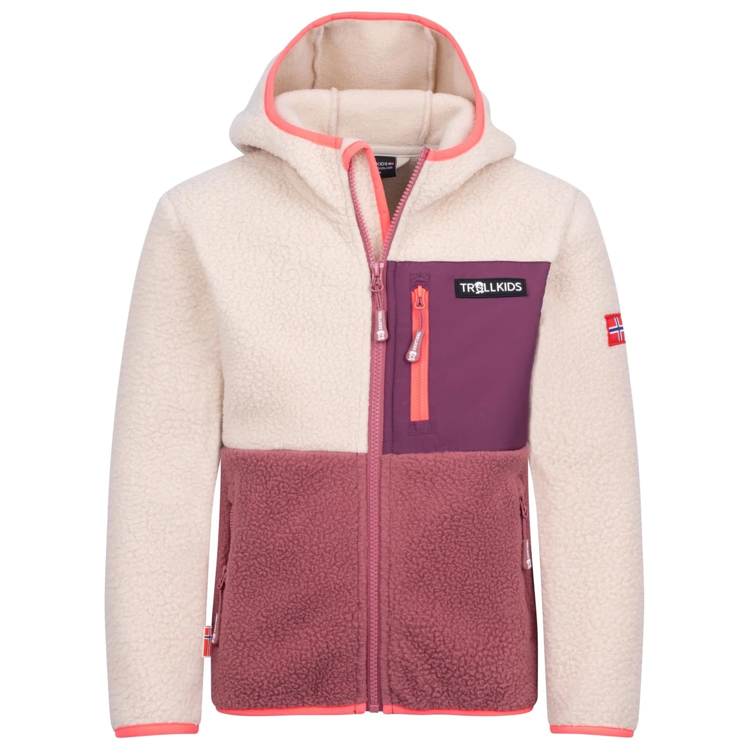 Детско поларено яке Trollkids Kid's Aurlandsfjord Jacket Fleece jacket - Frozen Berry / Sandstone