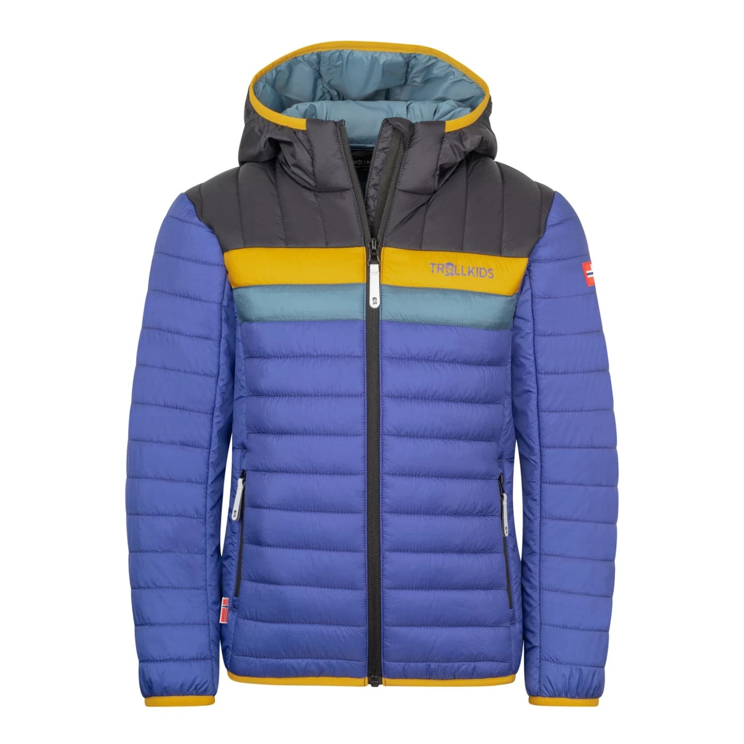 Детско синтетично яке Trollkids Kid's Eikefjord Jacket Synthetic jacket - Ultramarine / Black / Mustard / Steel Blue