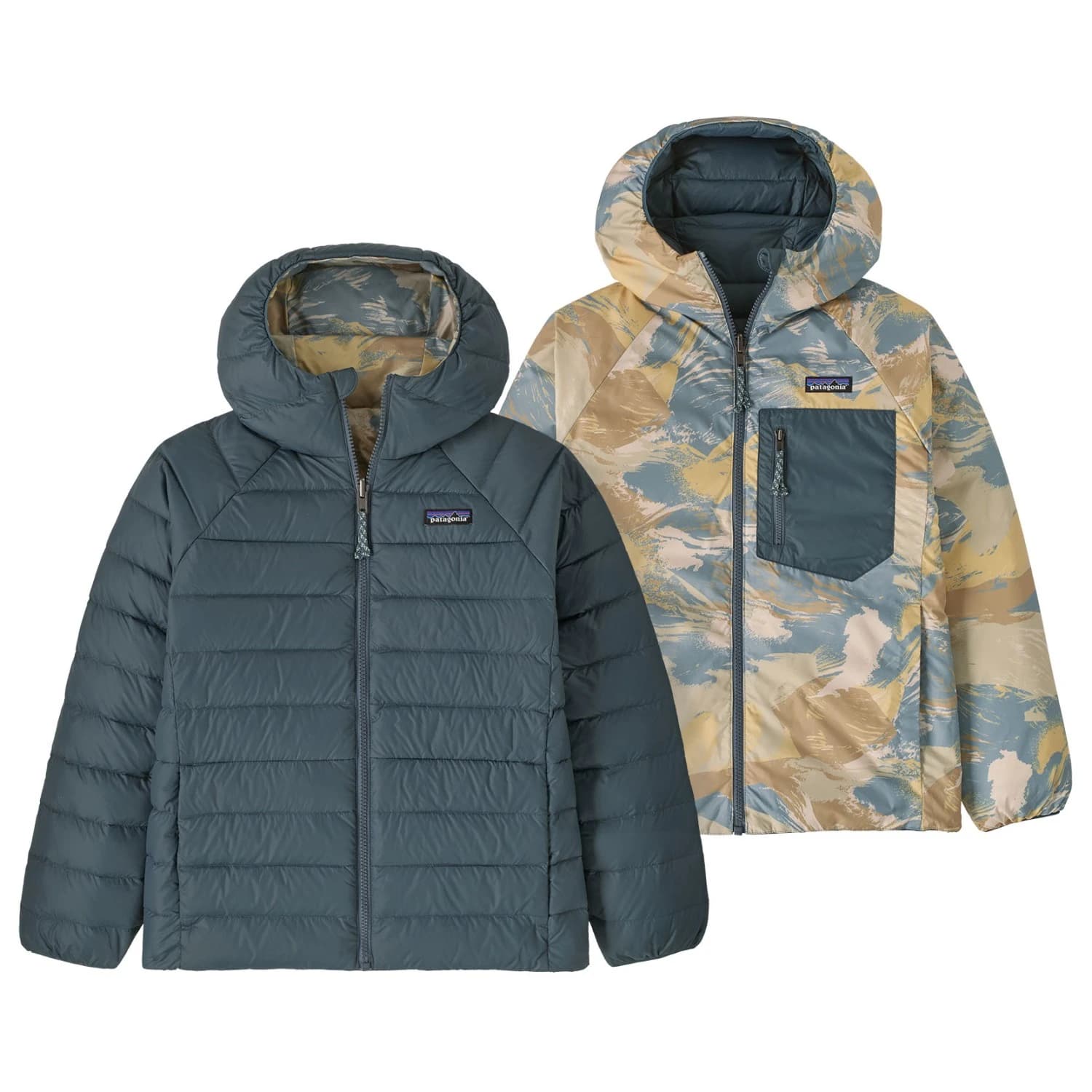 Детско пухено яке Patagonia Kid's Reversible Down Sweater Hoody Down jacket - Summit Blue
