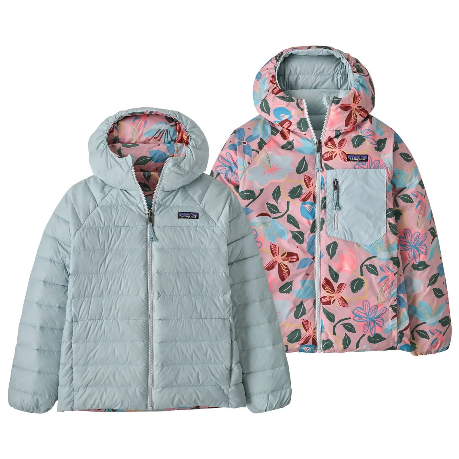 Детско пухено яке Patagonia Kid's Reversible Down Sweater Hoody Down jacket - Virtually Blue