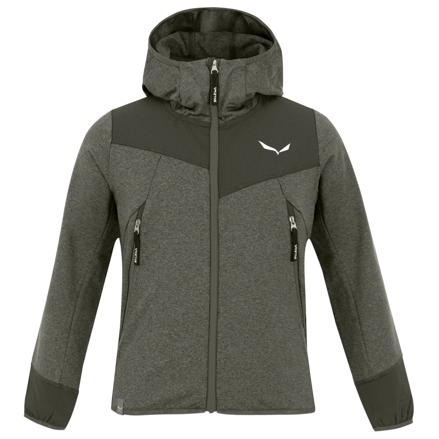 Детско поларено яке Salewa Kid's Agner Melange PolarLite Full Zip Hoody Fleece jacket - Faded Green