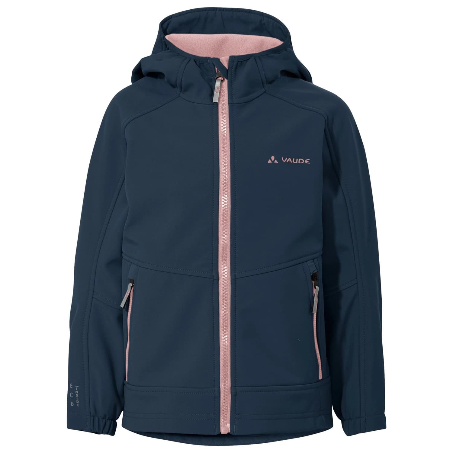 Детско софтшел яке Vaude Kid's Rondane Jacket IV Softshell jacket - Dark Sea / Rose