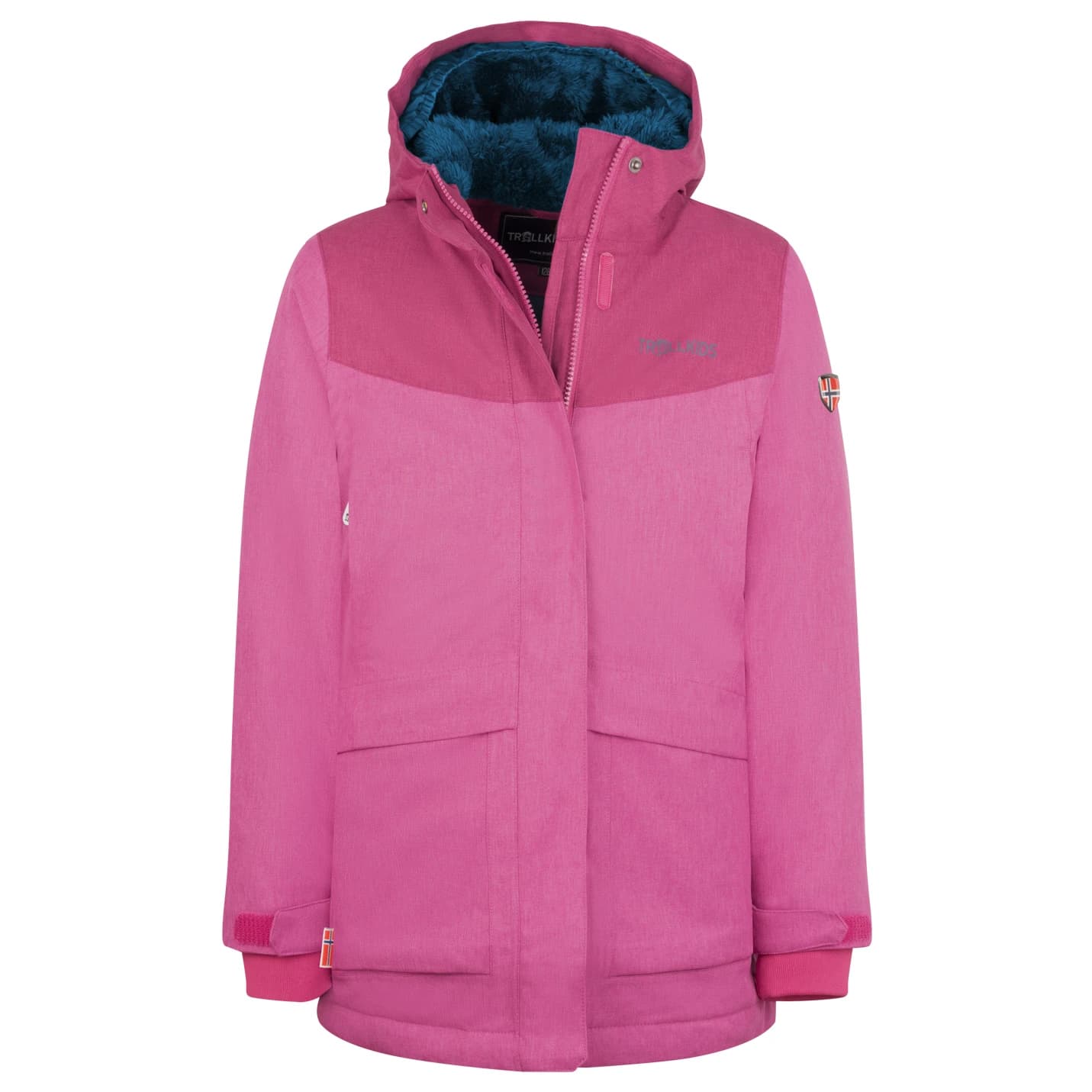 Детско палто Trollkids Girl's Oslo Coat Pro Coat - Bright Berry / Madeira Blue