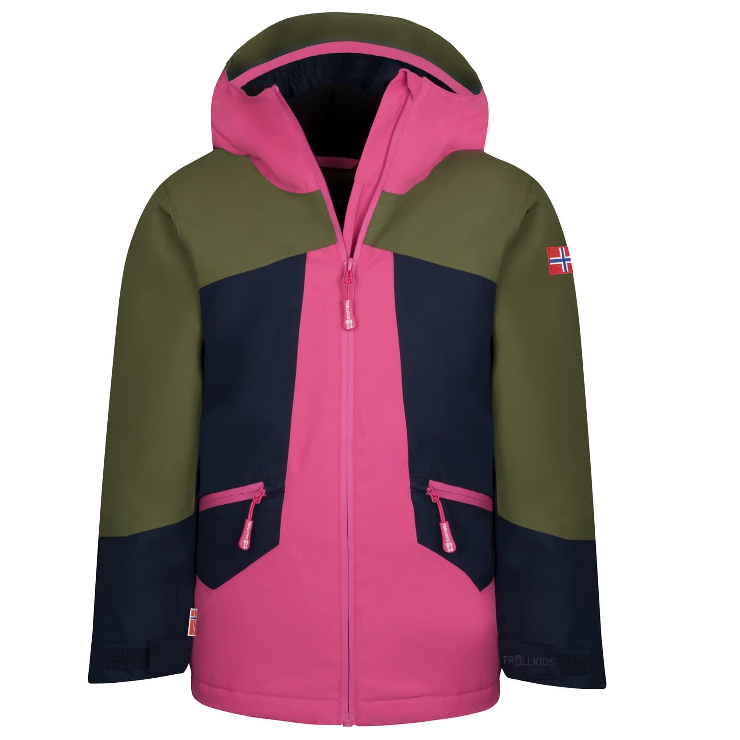 Детско зимно яке Trollkids Girl's Rauland Jacket Winter jacket - Dusky Olive / Light Magenta / Navy