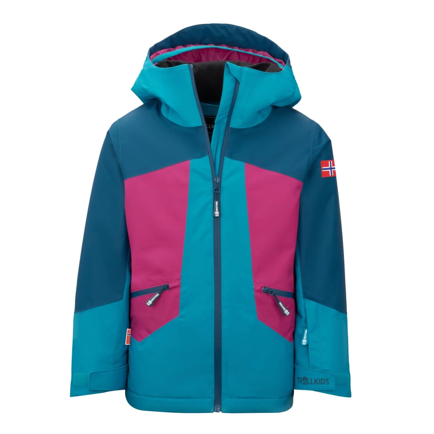 Детско зимно яке Trollkids Girl's Rauland Jacket Winter jacket - Madeira Blue / Dark Turquoise / Bright Berry