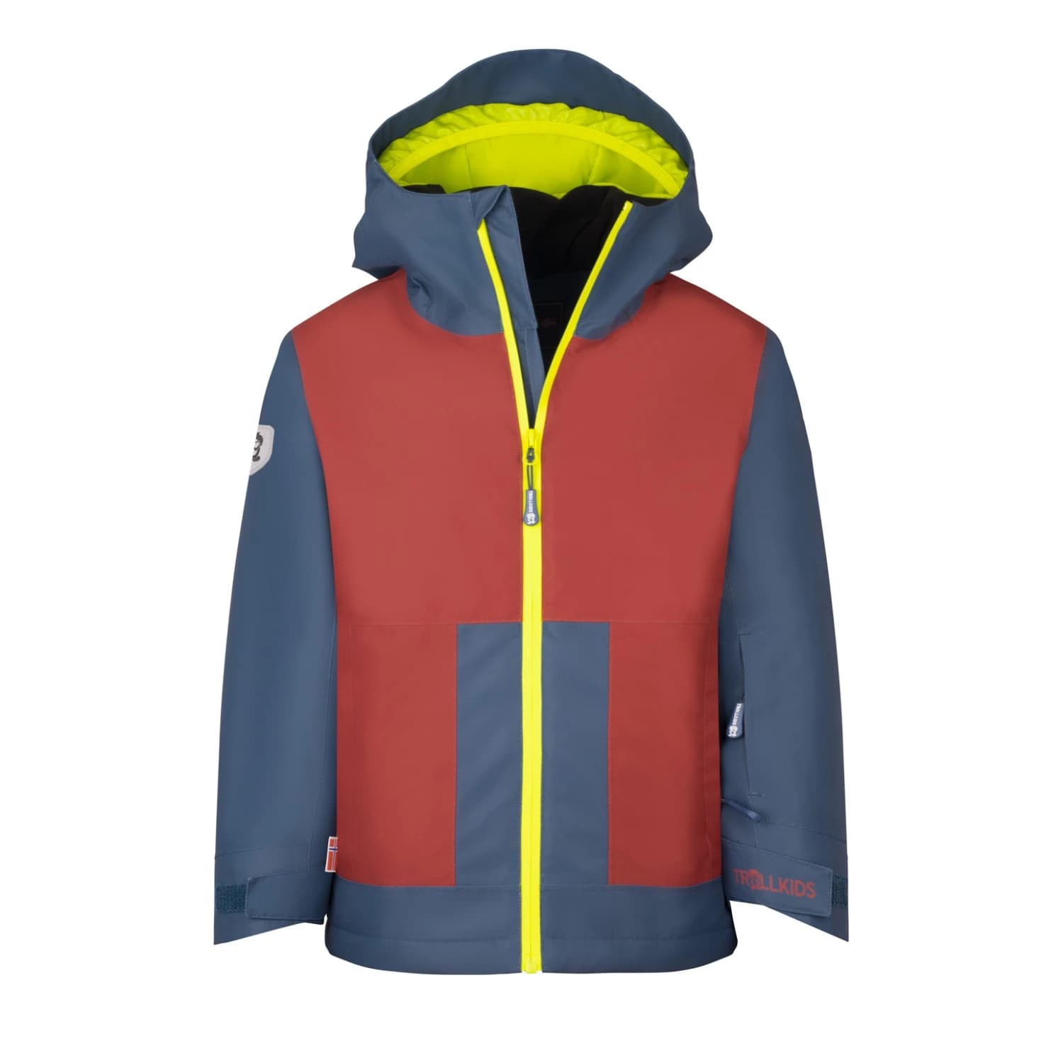 Детско зимно яке Trollkids Kid's Rauland Jacket Winter jacket - Carmin Red / Mystic Blue / Glow Green
