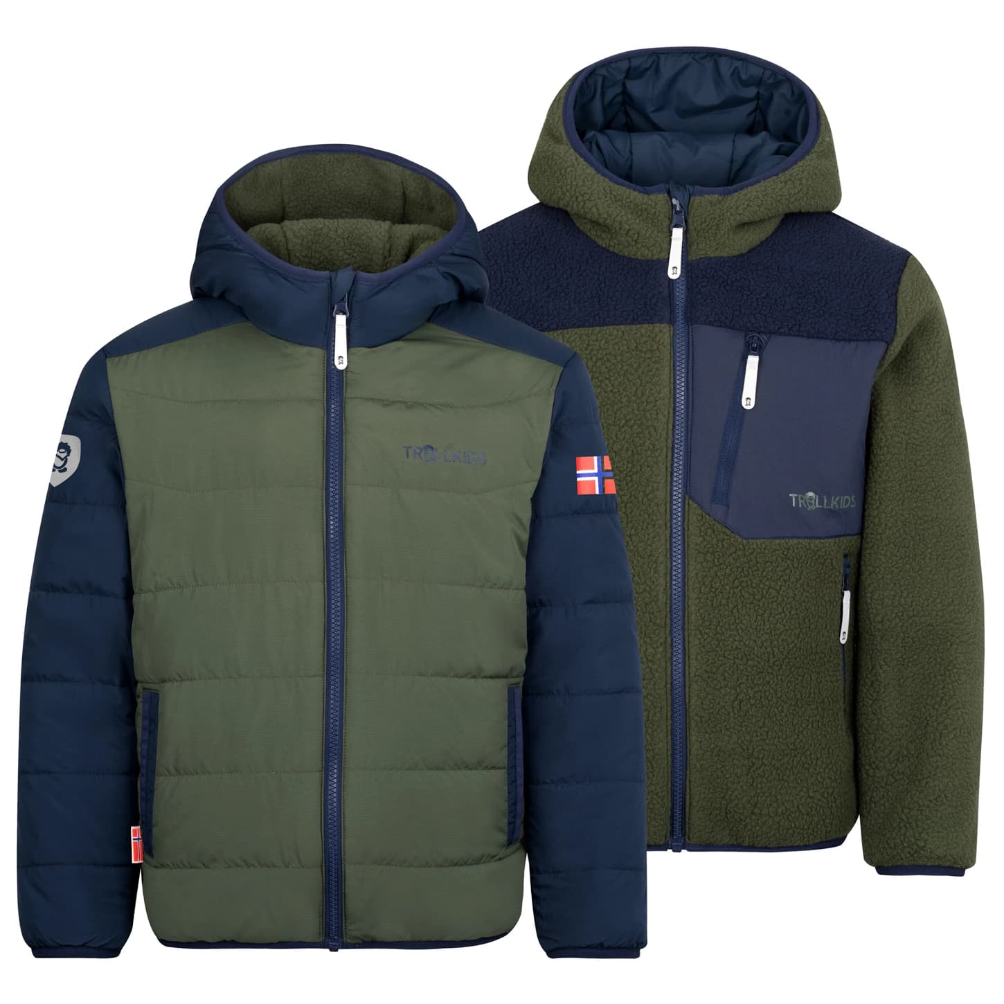 Детско поларено яке Trollkids Kid's Sandvika Turnover Jacket Fleece jacket - Ivy / Navy