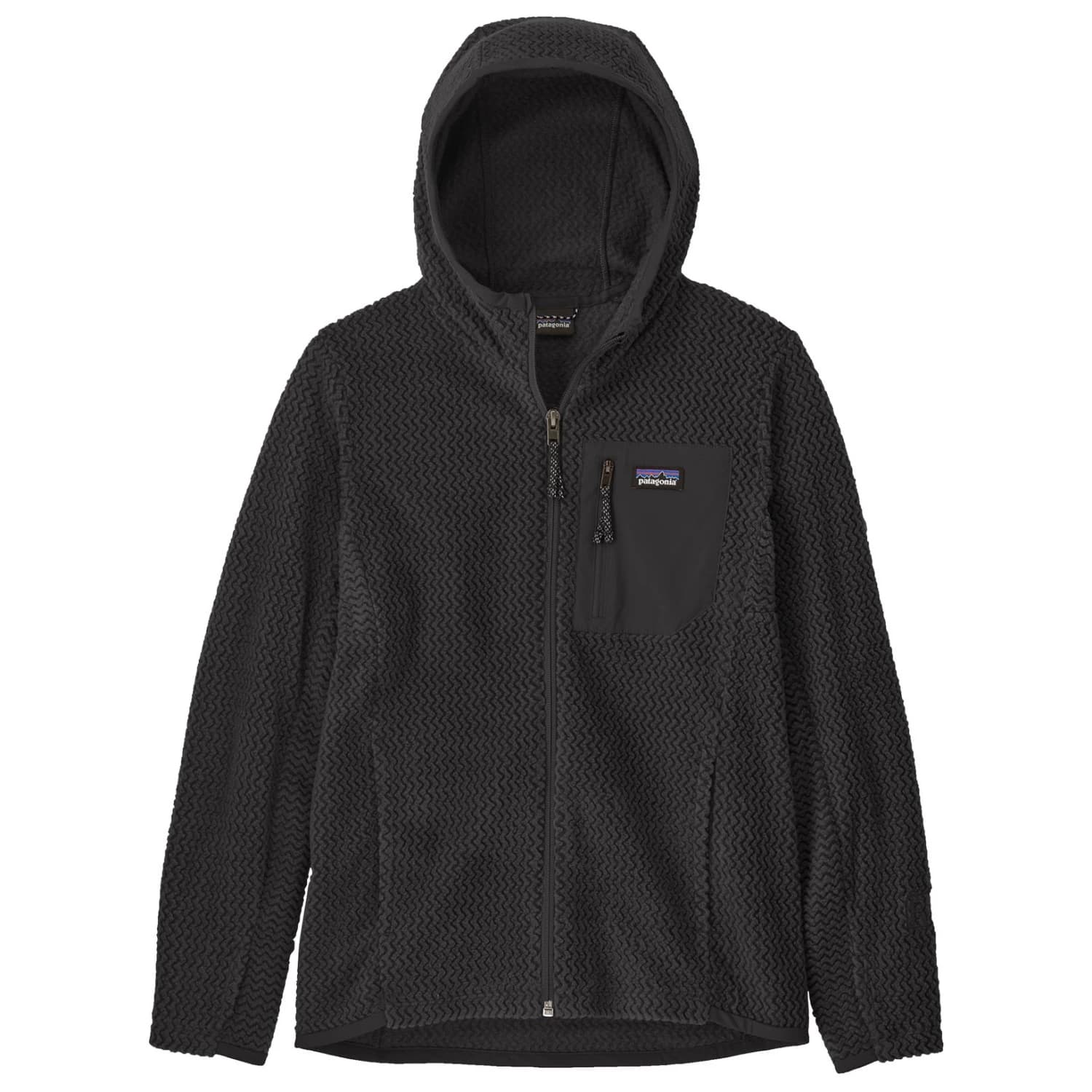 Детско поларено яке Patagonia Kid's R1 Air Full-Zip Hoody Fleece jacket - Black