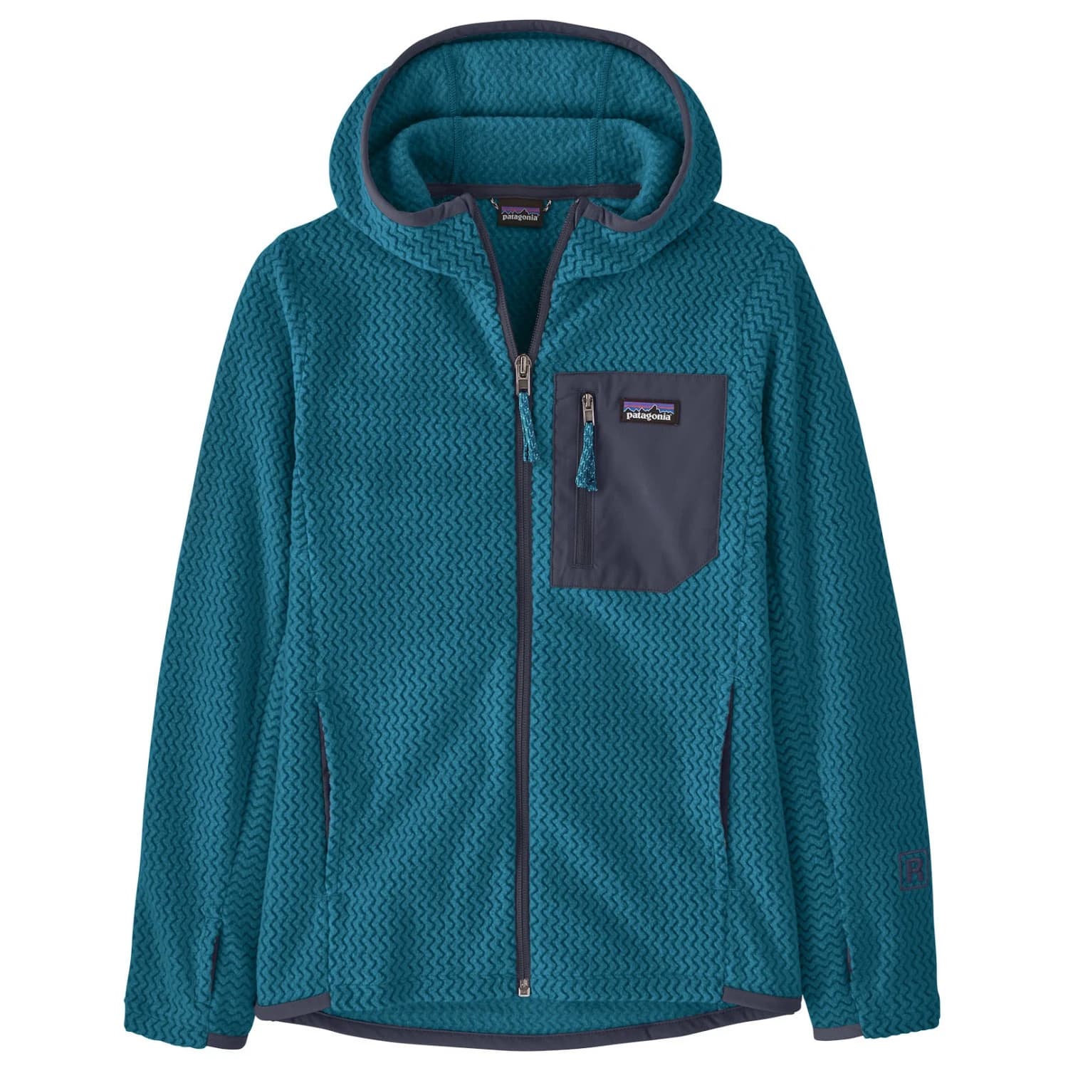 Детско поларено яке Patagonia Kid's R1 Air Full-Zip Hoody Fleece jacket - Glacial Blue
