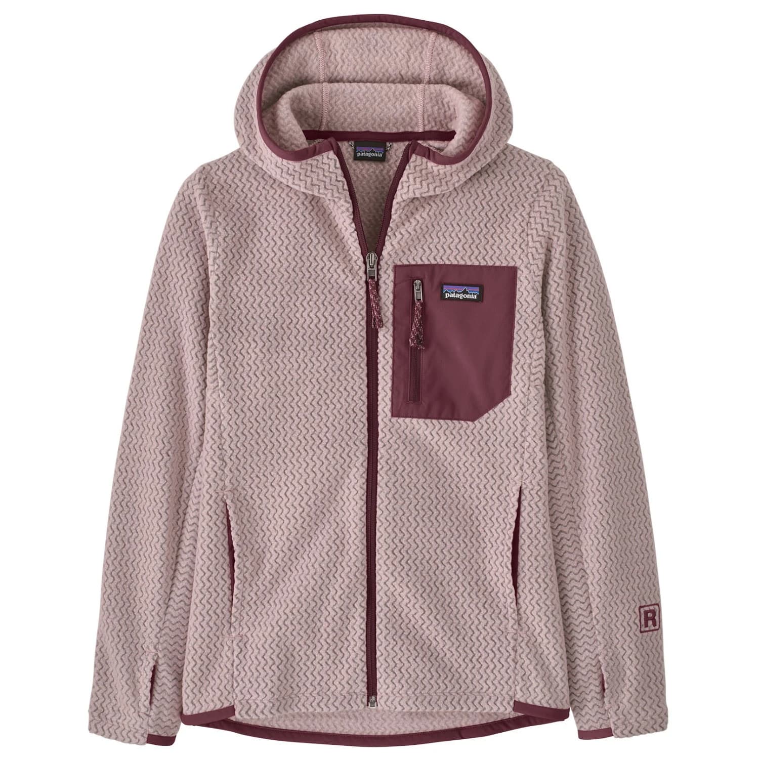 Детско поларено яке Patagonia Kid's R1 Air Full-Zip Hoody Fleece jacket - Pink Frost
