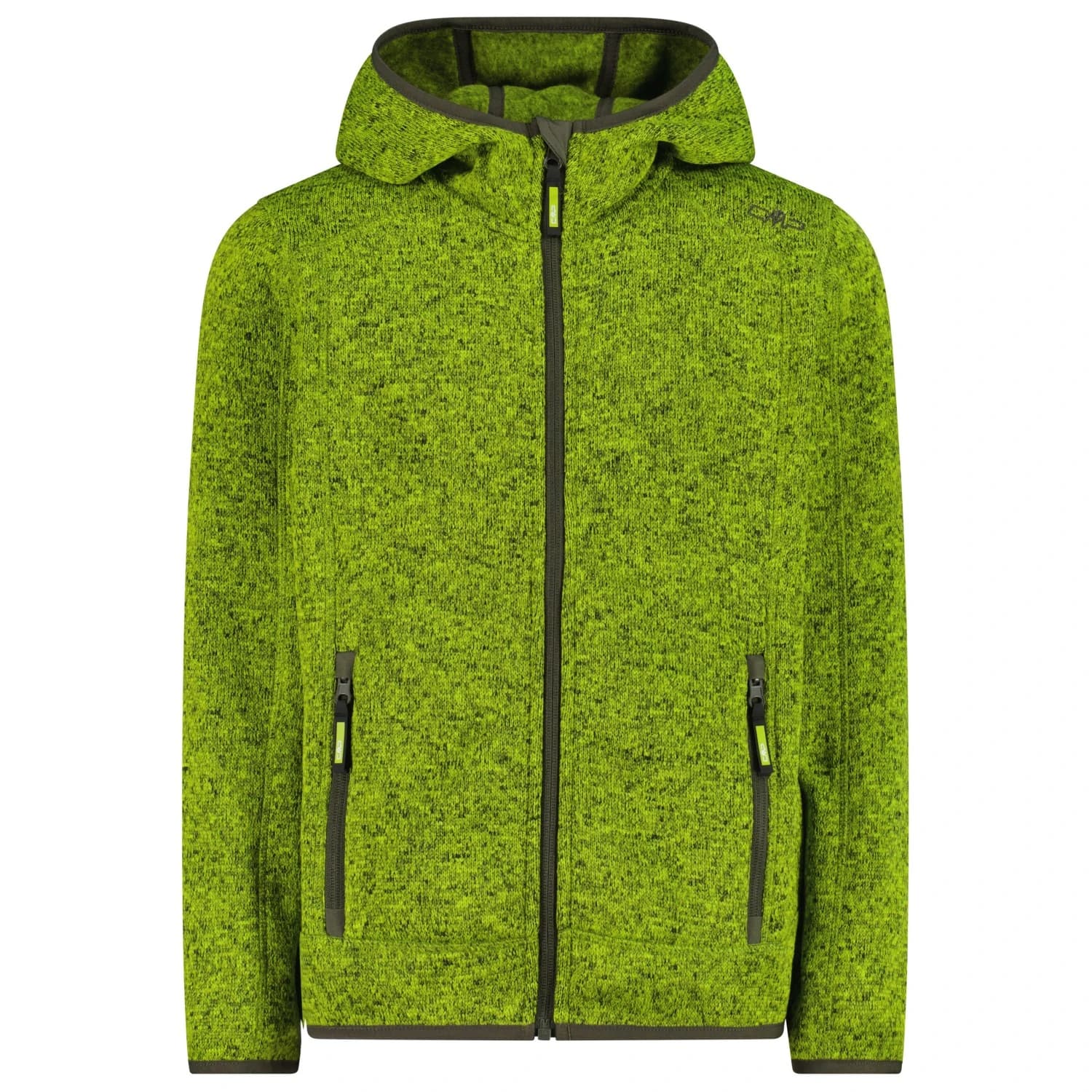 Поларено яке CMP Boy's Jacket Fix Hood Jacquard Knitted Fleece jacket - Mela / Oil Green