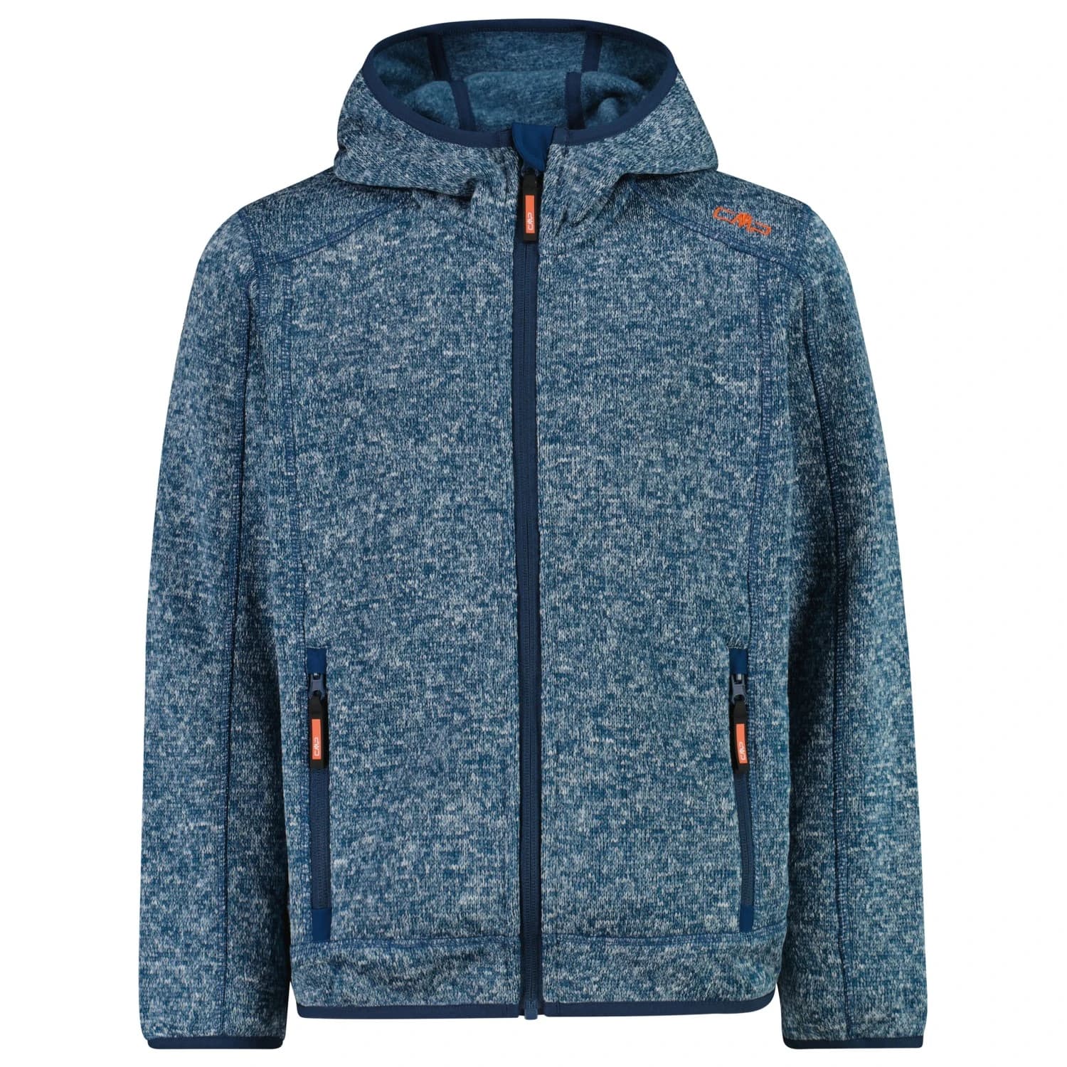 Поларено яке CMP Boy's Jacket Fix Hood Jacquard Knitted Fleece jacket - Midnight / Carrot