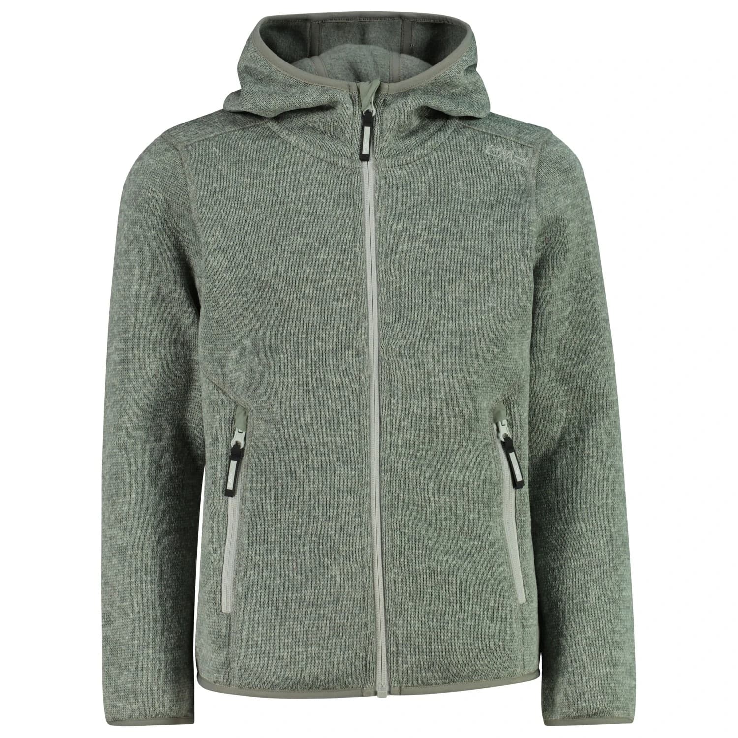 Поларено яке CMP Girl's Jacket Fix Hood Jacquard Knitted 3H19825 Fleece jacket - Avocado / Pistacchio