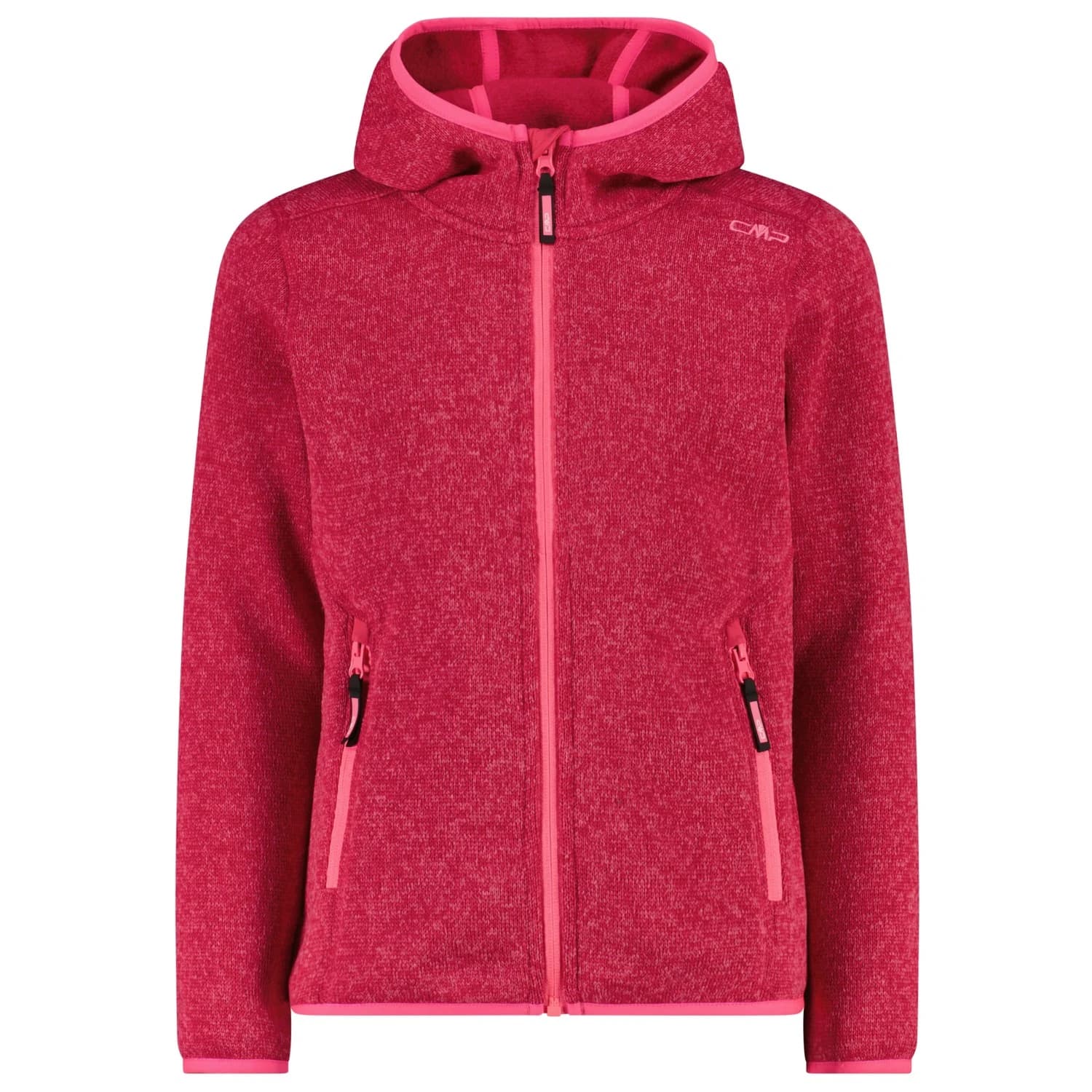 Поларено яке CMP Girl's Jacket Fix Hood Jacquard Knitted 3H19825 Fleece jacket - Magenta / Lighter