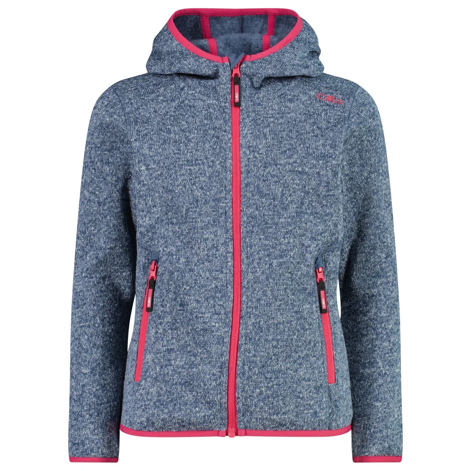 Поларено яке CMP Girl's Jacket Fix Hood Jacquard Knitted 3H19825 Fleece jacket - Space / Sky Blue