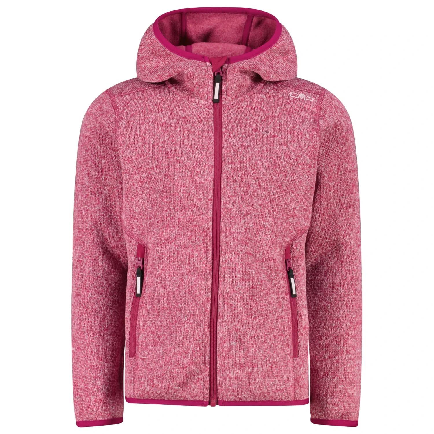 Поларено яке CMP Girl's Jacket Fix Hood Jacquard Knitted 3H19825 Fleece jacket - Amaranto / Soft Pink