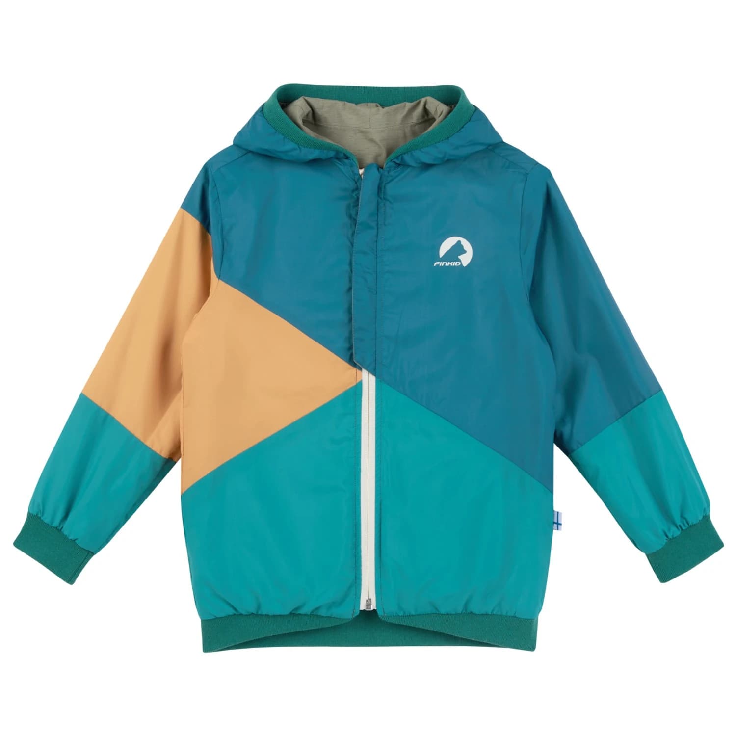 Детско водоустойчиво яке Finkid Kid's Muutuva Waterproof jacket - Vetiver / Deep Jungle