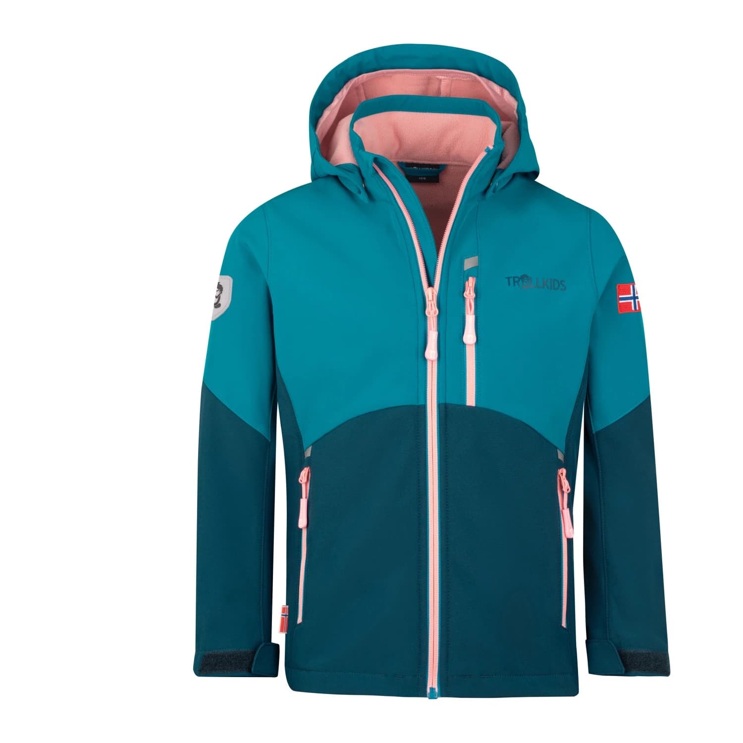 Детско софтшел яке Trollkids Girl's Balestrand Jacket Softshell jacket - Harbor Blue / Madeira Blue / Peony Rose
